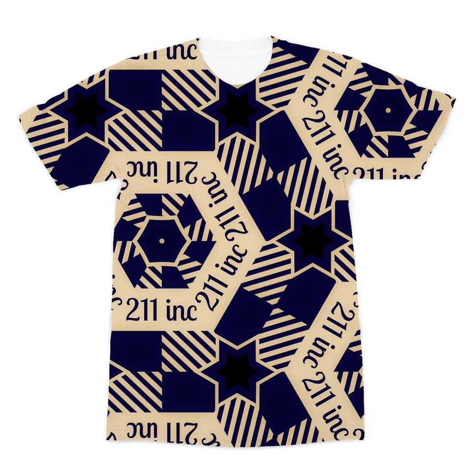 211INC Mens Navy/Tan Printed Logo T-Shirt - 211 INC