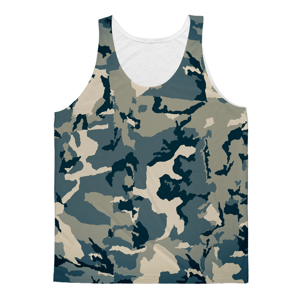 211INC Mens Green Camo Sublimation Adult Tank Top - 211 INC