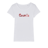 211INC Womens White lettered Organic Jersey T-Shirt