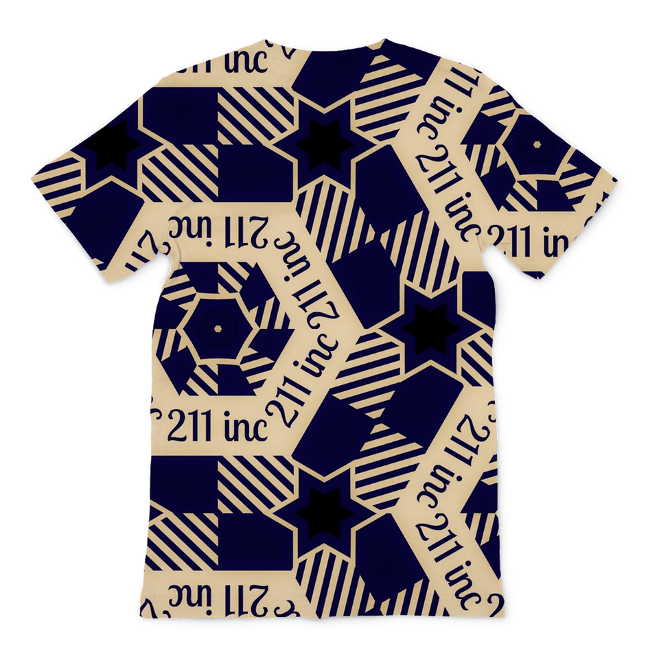 211INC Mens Navy/Tan Printed Logo T-Shirt - 211 INC