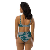Women's teal camouflage high wasted two piece bikini