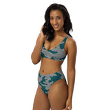 Women's teal camouflage high wasted two piece bikini