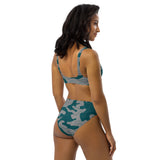Women's teal camouflage high wasted two piece bikini