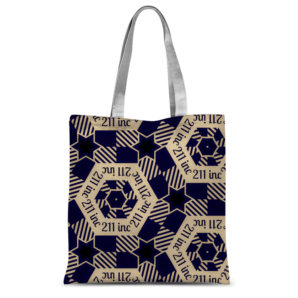211INC Navy/Tan Classic Printed Tote Bag - 211 INC