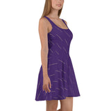 Womens Purple n Straw Patterned Skater Dress - 211 INC