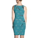 Womens Green & Black Marble Fitted Cut & Sew Dress - 211 INC