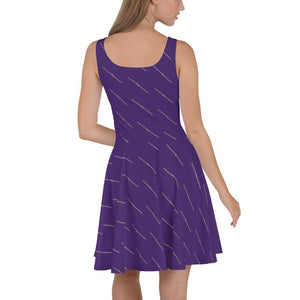 Womens Purple n Straw Patterned Skater Dress - 211 INC