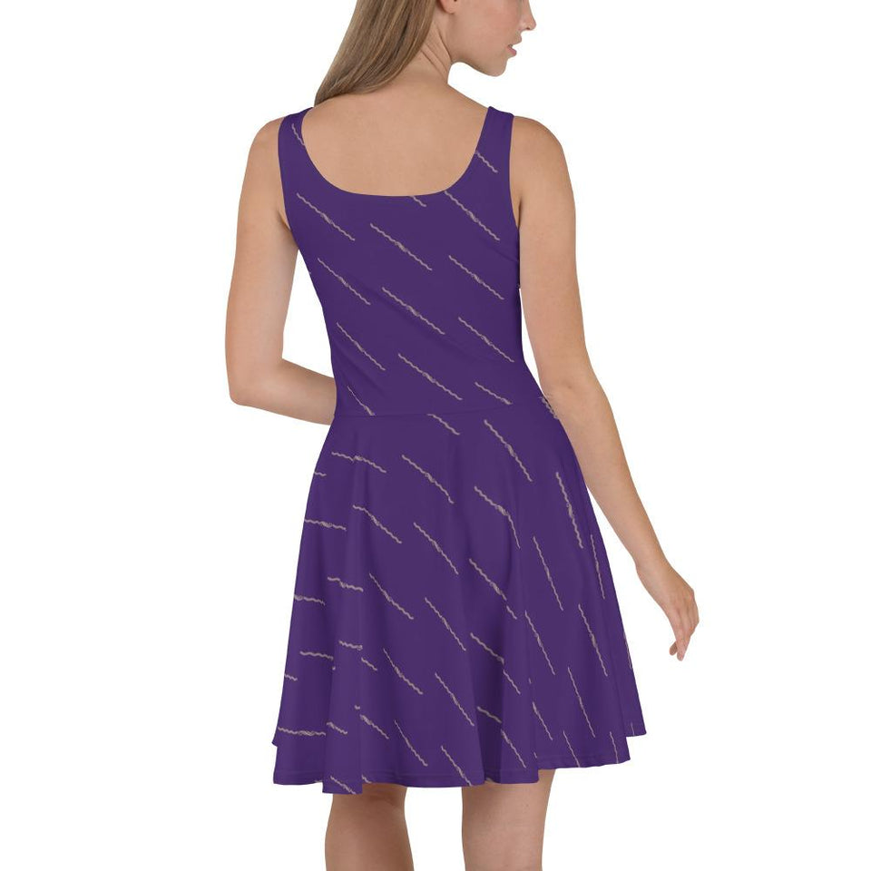 Womens Purple n Straw Patterned Skater Dress - 211 INC
