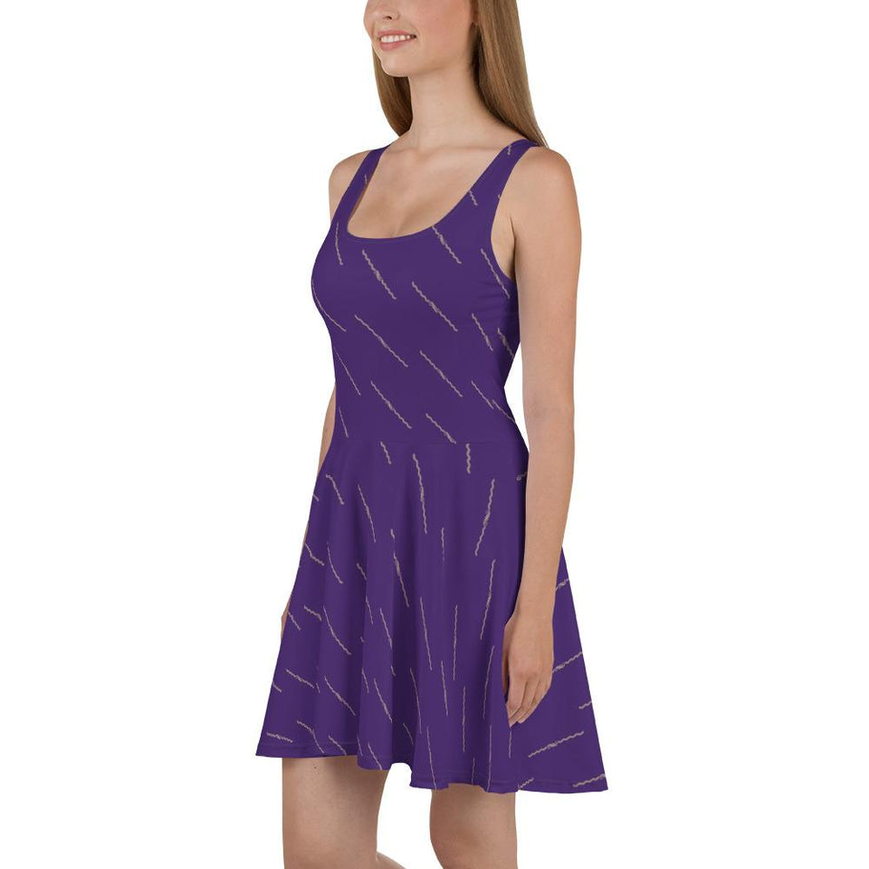 Womens Purple n Straw Patterned Skater Dress - 211 INC