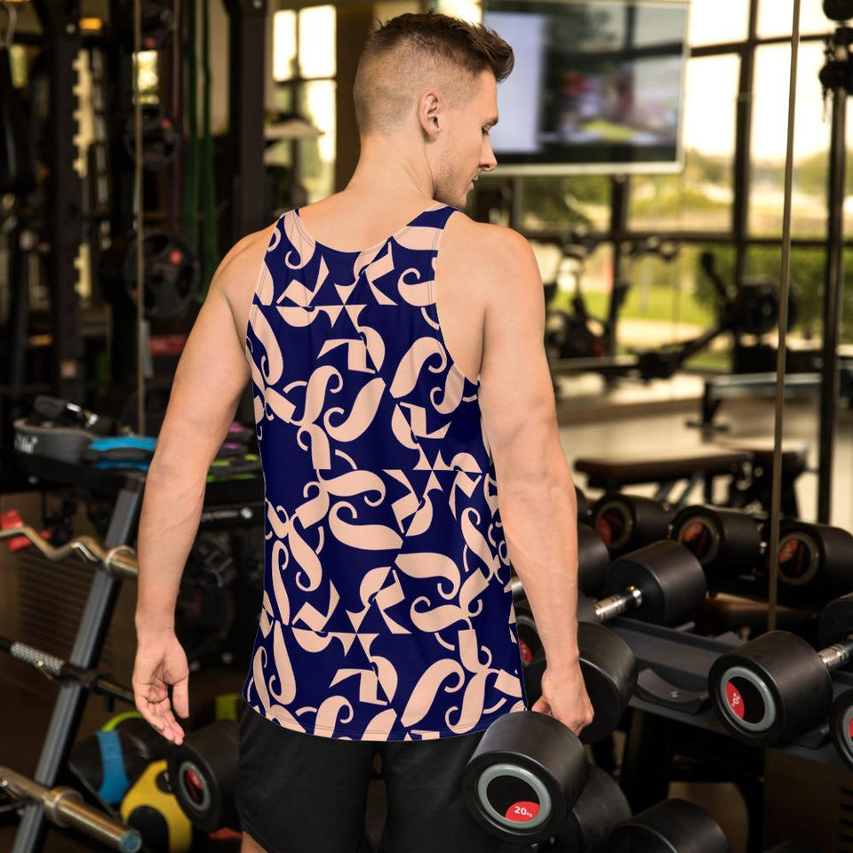 211INC Mens Spoken Word Blue/Tan Tank Top - 211 INC