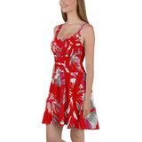Women's Red Floral Skater Dress - 211 INC