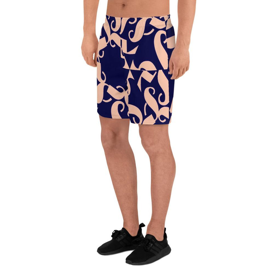 211INC Men's Spoken Word Blue/Salmon Long Shorts - 211 INC