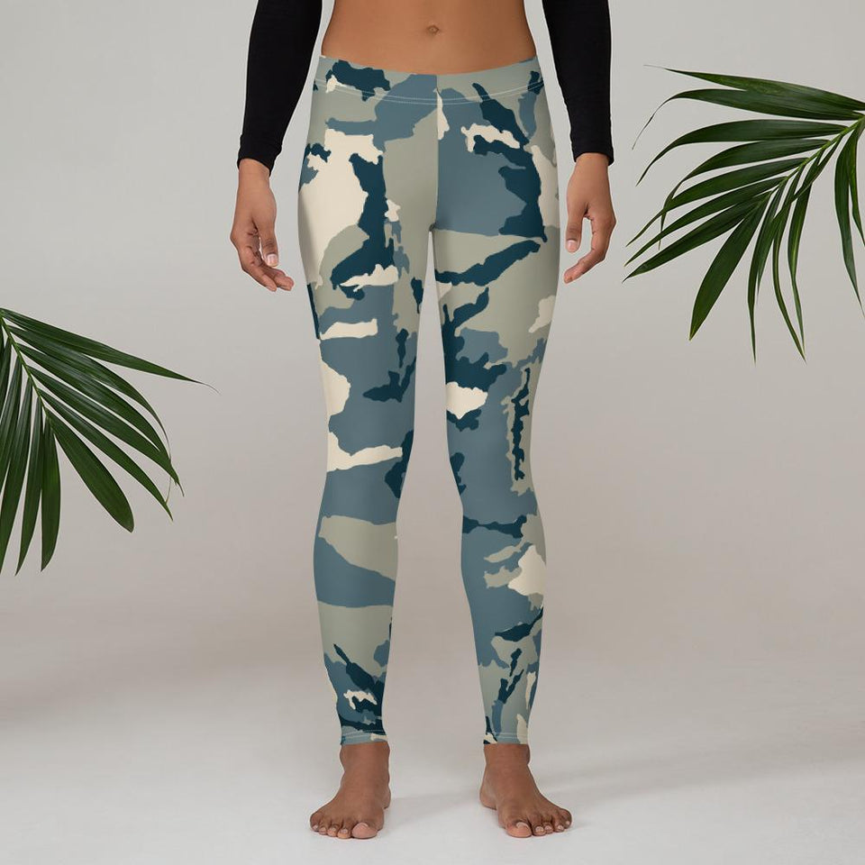 Womens Green Camouflage  Leggings - 211 INC