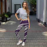 211INC Womens Purple Grey Tiger Stripe Leggings - 211 INC
