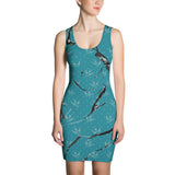 Womens Green & Black Marble Fitted Cut & Sew Dress - 211 INC