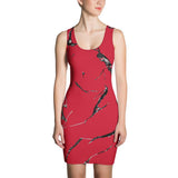 Womens Red n Black Marble Fitted Cut & Sew Dress - 211 INC