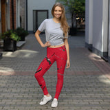 211INC Womens Red Marble Leggings - 211 INC