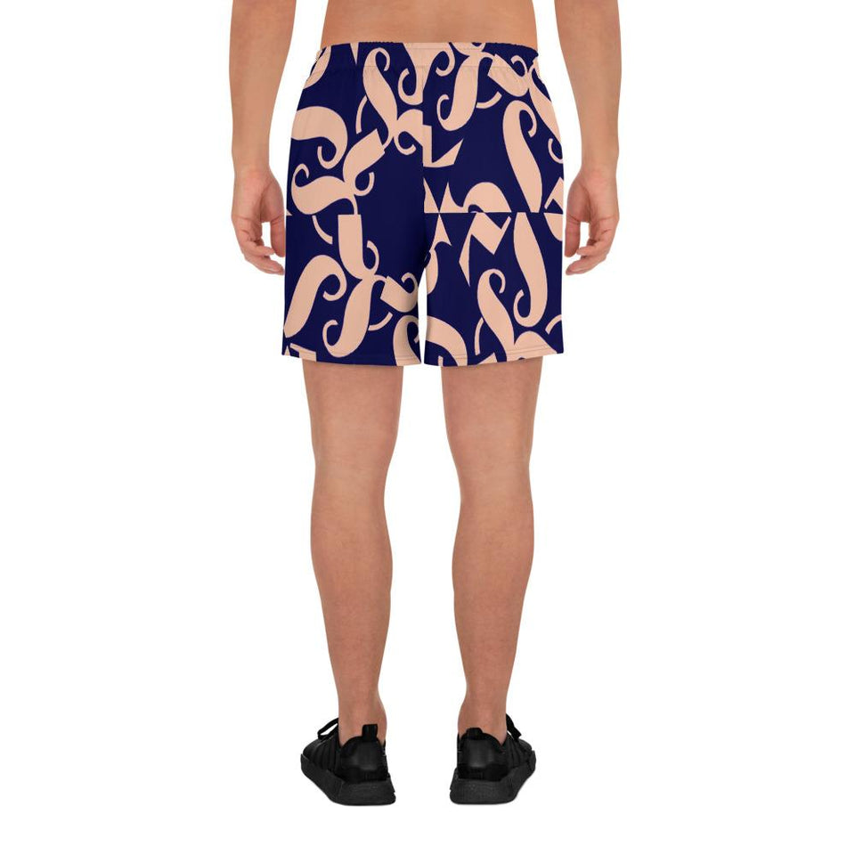 211INC Men's Spoken Word Blue/Salmon Long Shorts - 211 INC