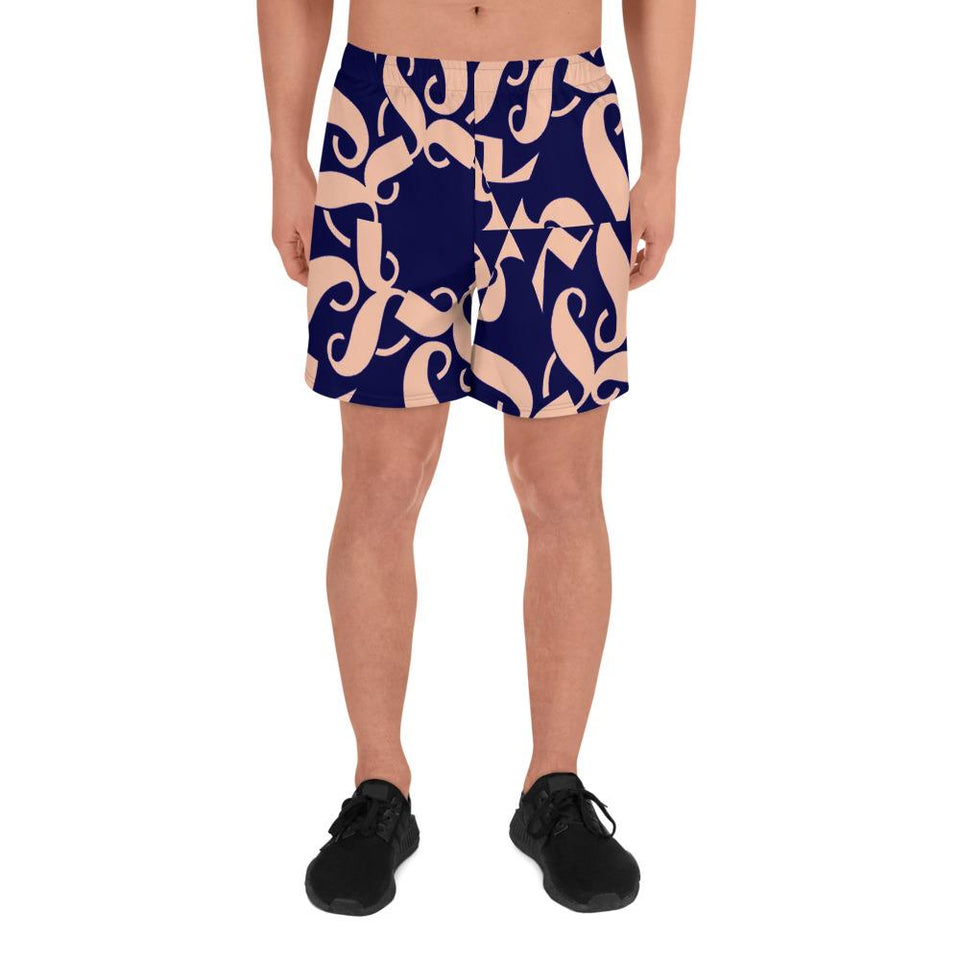 211INC Men's Spoken Word Blue/Salmon Long Shorts - 211 INC