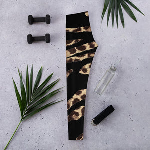 211INC Womens Blk Leopard Stripe Leggings - 211 INC