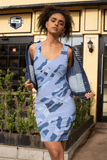 Womens Sky Blue Fatigue Fitted Cut & Sew Dress - 211 INC