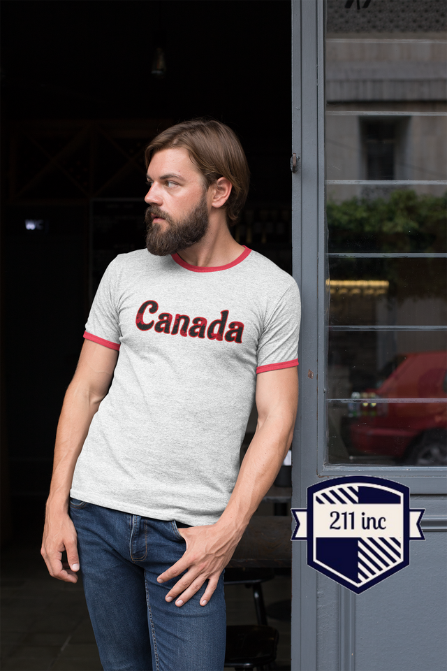 211INC Men's Red Leaf Letter Ringer T-Shirt