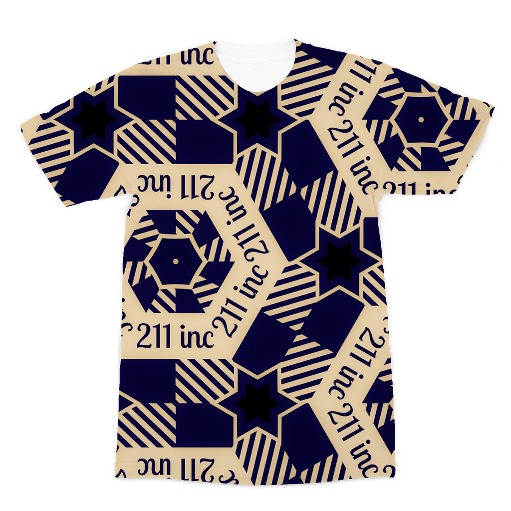 211INC Mens Navy/Tan Printed Logo T-Shirt - 211 INC
