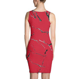 Womens Red n Black Marble Fitted Cut & Sew Dress - 211 INC