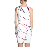 Womens White n Purple Marble Fitted Cut & Sew Dress - 211 INC