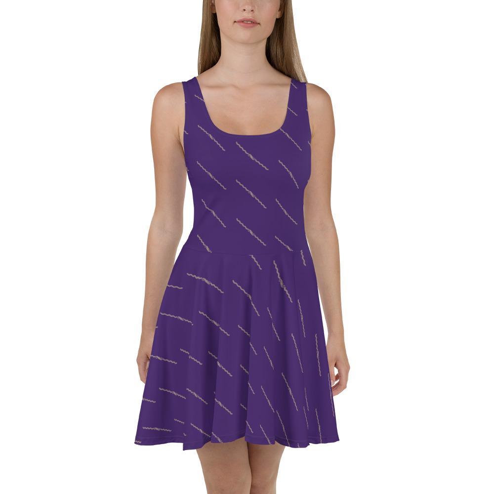 Womens Purple n Straw Patterned Skater Dress - 211 INC