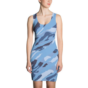 Womens Sky Blue Fatigue Fitted Cut & Sew Dress - 211 INC